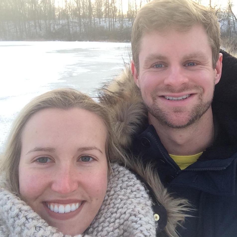 Enjoying winter break in Michigan at the lake behind Emily's parents house