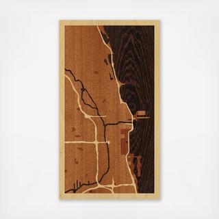 Chicago Wood-Inlay Map