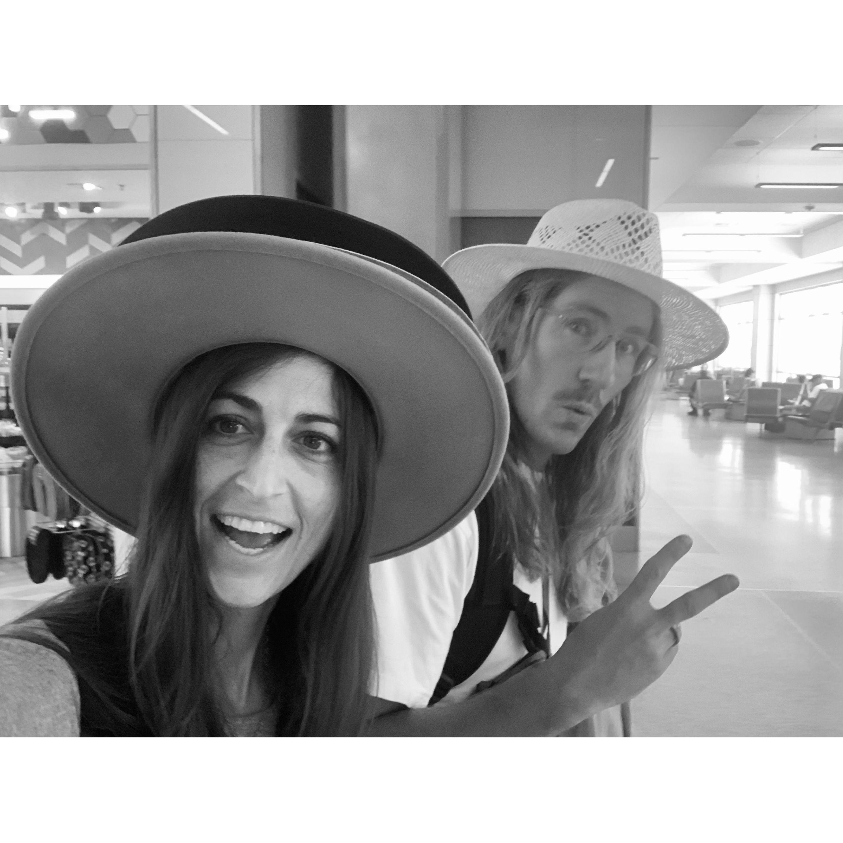 Traveling to Santa Barbara with hats and more hats.