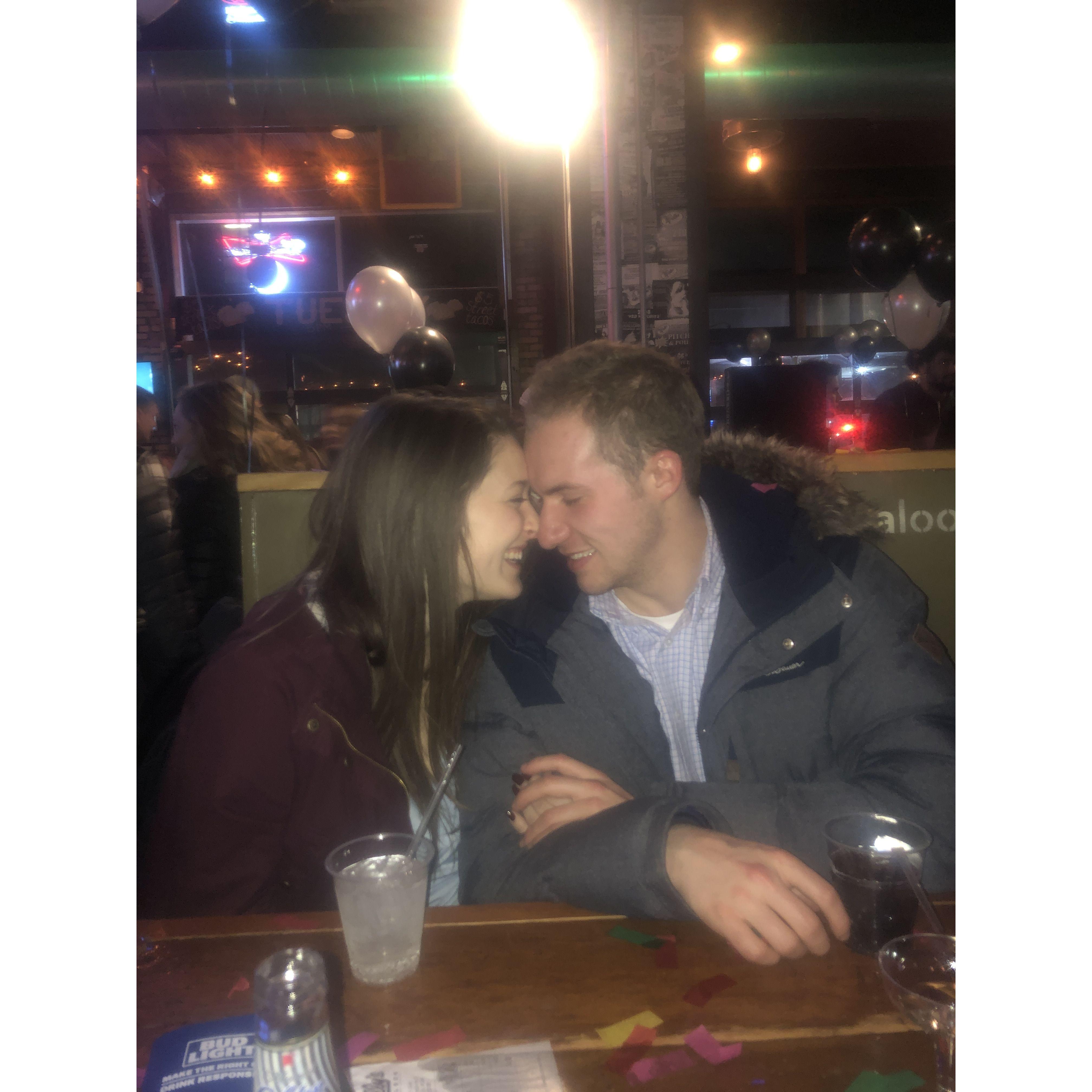 Our 1st New Years Eve together, drinks at Sally's Saloon with good buddies