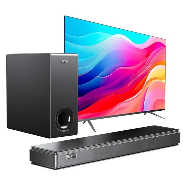 Hiwill Soundbar for 4K & HD Smart TVs, 100W Peak Power Sound Bars for TV with Big 5.25'' Subwoofer, Deep Adjustable Bass Surround Sound System, 2xDSP, HiFi Bluetooth 5.3 Home Audio, HDMI ARC/Opt/AUX