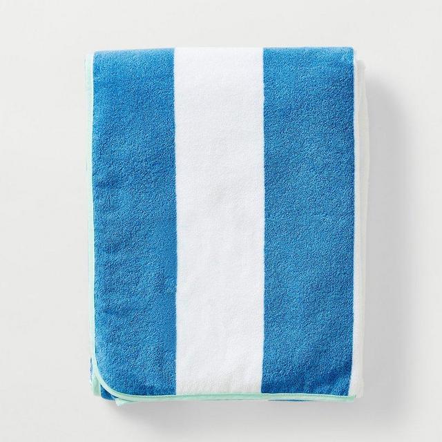 Oversized beach towel in Royal Blue Stripes