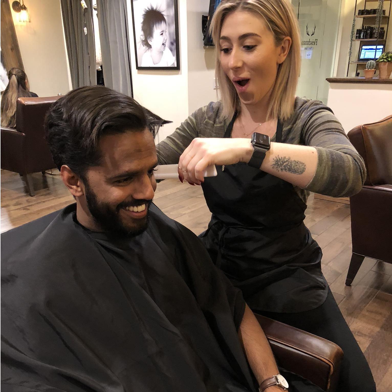 Ridding him of that dreadful haircut.