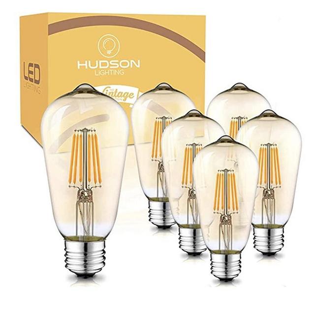 Dimmable LED Edison Light Bulbs: 6 Watt, 2700K Warm Lightbulbs - Amber Gold Tint - 60W Equivalent - E26 Base - Vintage Light Bulb Set - 6 Pack