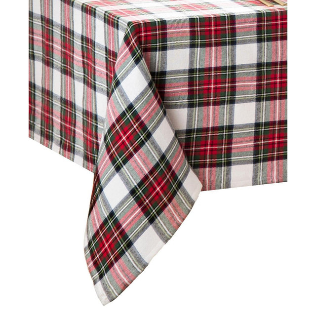 Elrene Christmas Classic Holiday Plaid Tablecloth, 102" x 60"