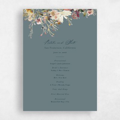 Teal, Blue Wedding Program - Ciliegio