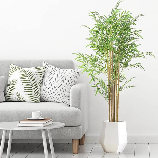 YOLEO 5FT Artificial Bamboo Tree Greenery Plant Artificial Plant Tall Faux Plant in Pot Fake Tree Floor Plant Decor for Home Office Store Indoor Outdoor