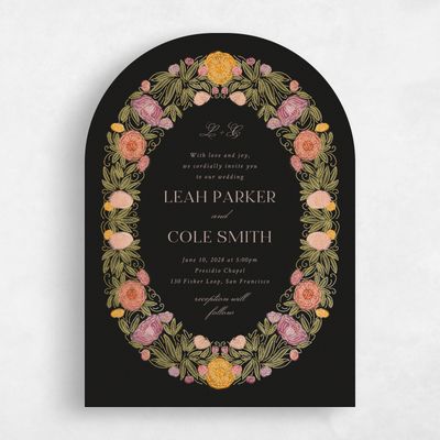 Black Arch Wedding Invitation - Isolde Portrait Foil