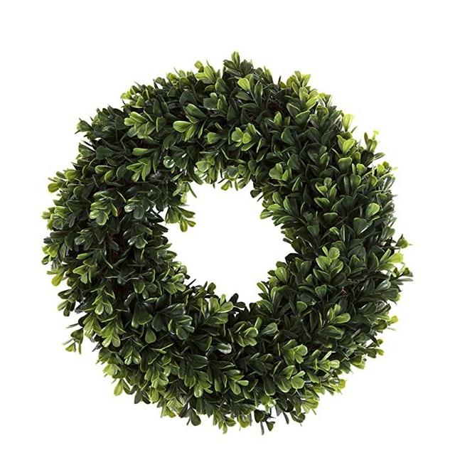 Boxwood Wreath, Artificial Wreath for the Front Door by Pure Garden, Home Décor, UV Resistant - 12 Inches