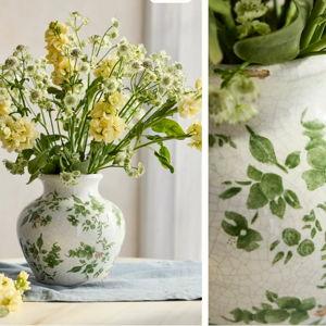 Anthropologie Green Chinoiserie Vase, Small