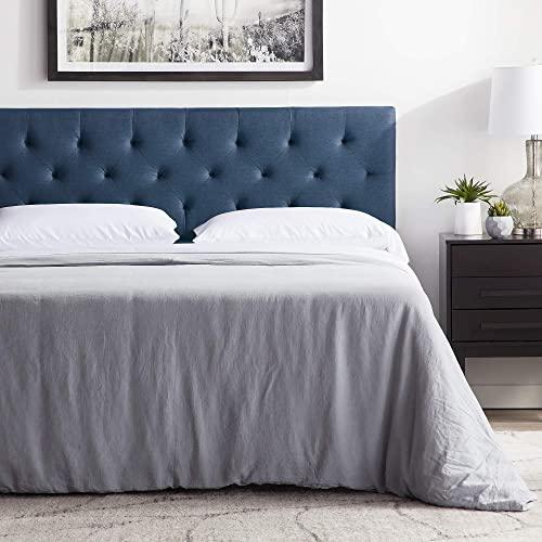 LUCID Mid-Rise Upholstered Headboard - Adjustable Height from 34” to 46”, Queen, Cobalt