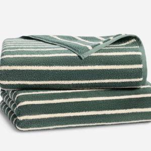 Super-Plush Turkish Cotton Bath Sheets; Color: Striped Botanical Green