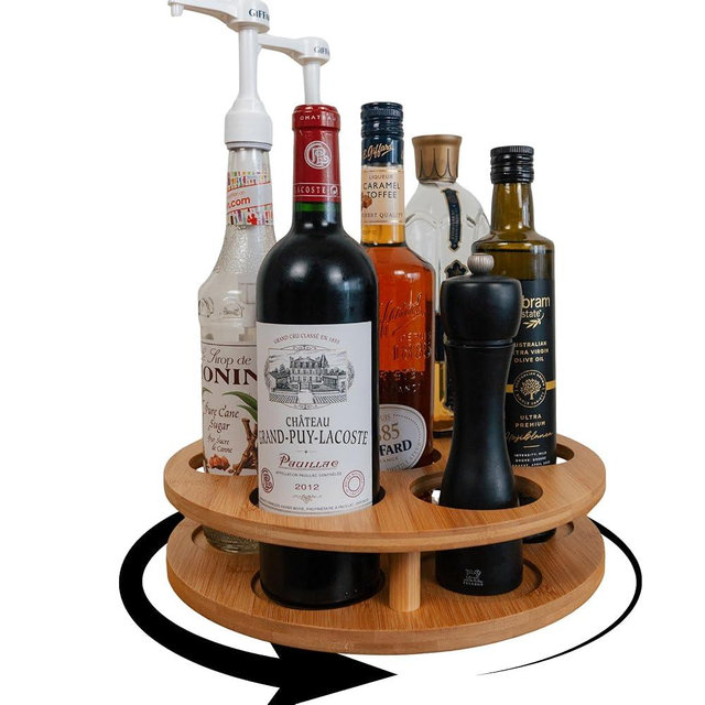 Moonkasa Coffee Syrup Organizer, 7 Bottles Capacity Syrup Bottle Holder Stand, Ideal for Countertop, Coffee Bar Organization or as a Wine Holder