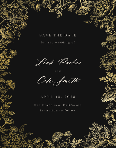Vicenza Portrait Foil | Black | Zola Save The Dates