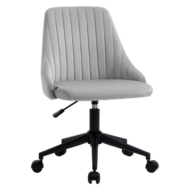 Vinsetto Mid-Back Office Chair, Velvet Fabric Swivel Scallop Shape Computer Desk Chair for Home Office or Bedroom, Gray