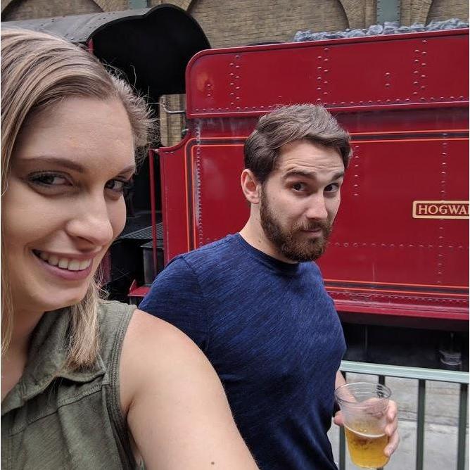 Having shenanigans at Universal's Harry Potter World. Can you guess our houses?