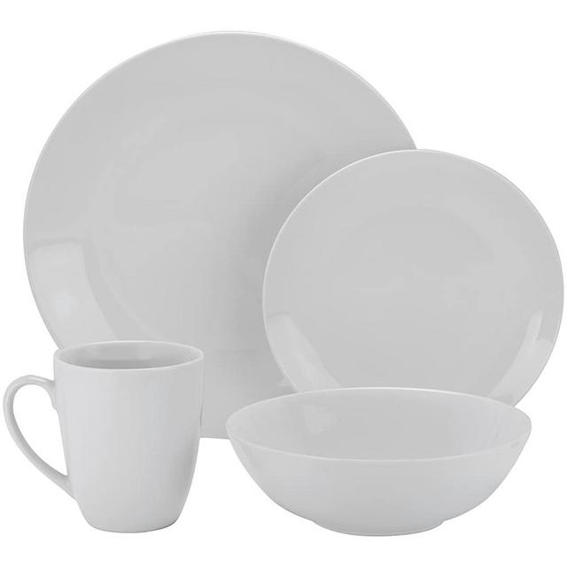 10 Strawberry Street Simply Coupe 16 Piece Dinnerware Set, White - SM-1600-CP-SW