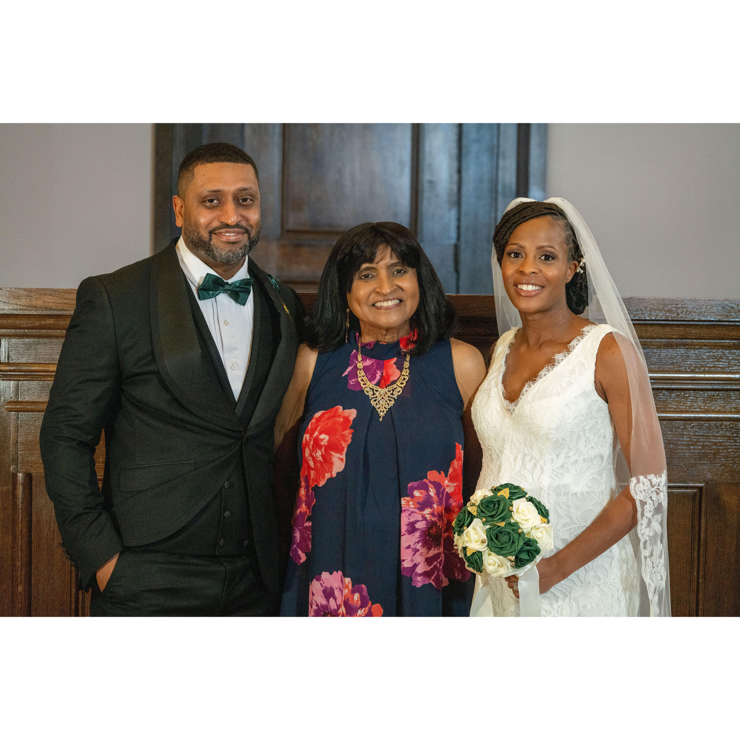 Groom, Bride, and Groom's mother