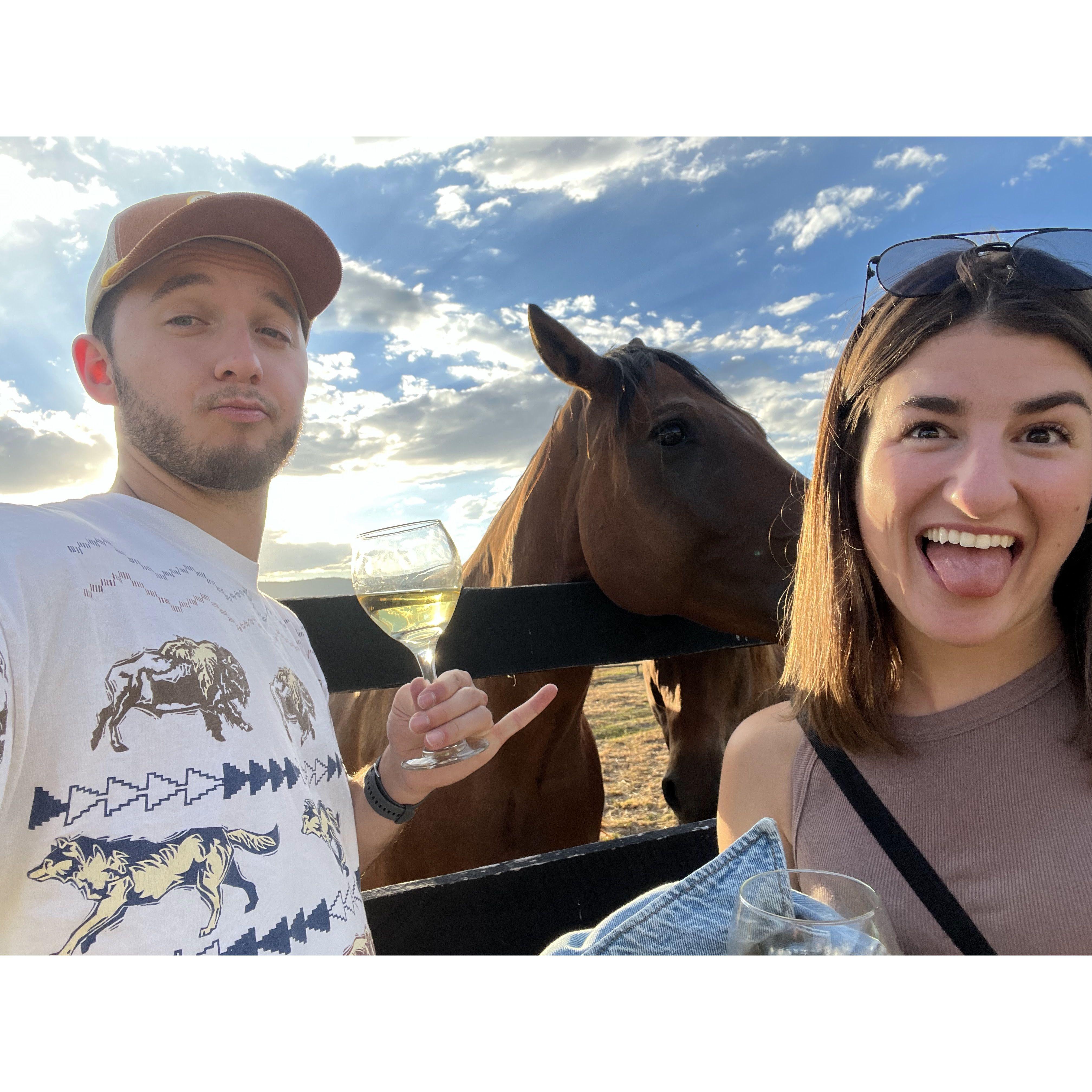 Wine and horses in Steamboat Springs, Colorado during a balloon rally with Uncle Mark and Aunt Carol!