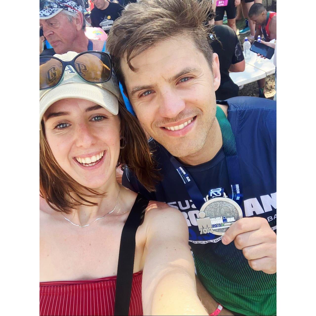 Dylan completing his 1st Iron Man 70.3 in Mosselbay.