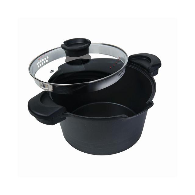MasterPan 5 Qt. Non-Stick Stock N Pasta Pot with Locking Handles And Easy Pour Strainer, 9