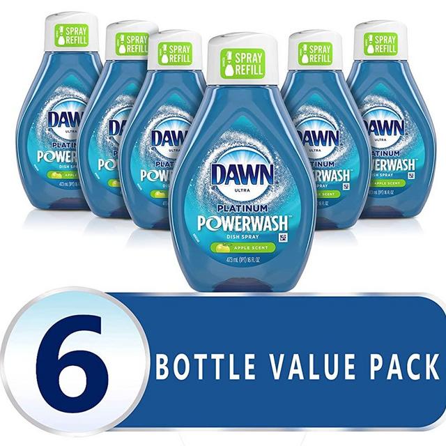 Dawn Platinum Powerwash Dish Spray, Dish Soap, Apple Scent Refill, 16oz (Pack of 6)