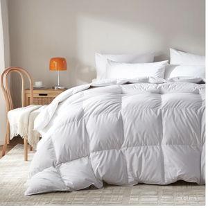 Goose Feather Down Comforter Queen Size,100% Organic Cotton Duvet Insert,All-Season Luxury Duvet Insert with Baffle Box Design, 750+Fill Power Hotel Collection Bedding Comforter