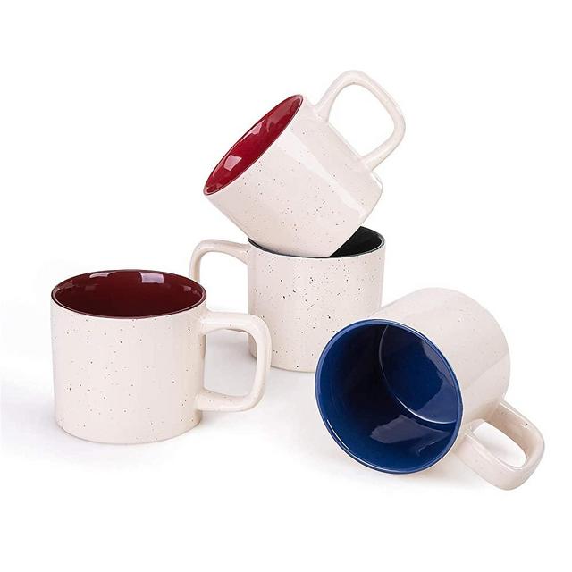 Cutiset 15 ounces Ceramic coffee Mug set for Coffee,Tea,Cocoa, Multicolor, Set of 4