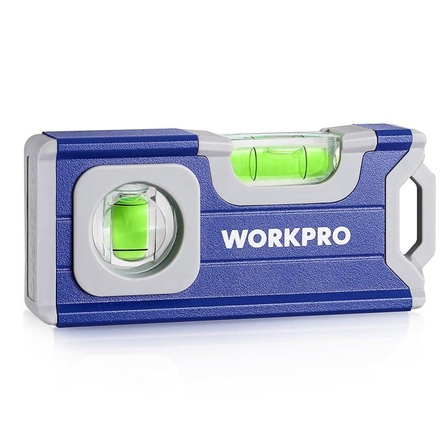 WORKPRO Small Level, 4-1/2 Inch Mini Level Tool, Magnetic Pocket Level with 2 Different Bubbles 90°/180°, Aluminum Alloy Construction, Cobalt Blue