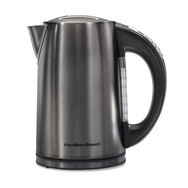 Hamilton Beach Variable Temperature Electric Kettle, 1.7 Liter, Brushed Black Stainless Steel, 41022