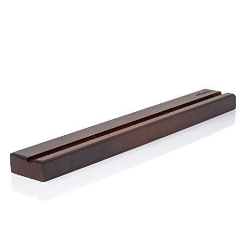 MÖNKE Elegant Vinyl Wall Mount - A Record Display Ledge Made from Solid Wood - This Vinyl Record Shelf Holds Single and Double LPs (Brown)