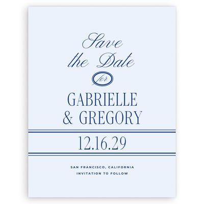 Dark Blue Wedding Digital Save the Date - Querido Portrait