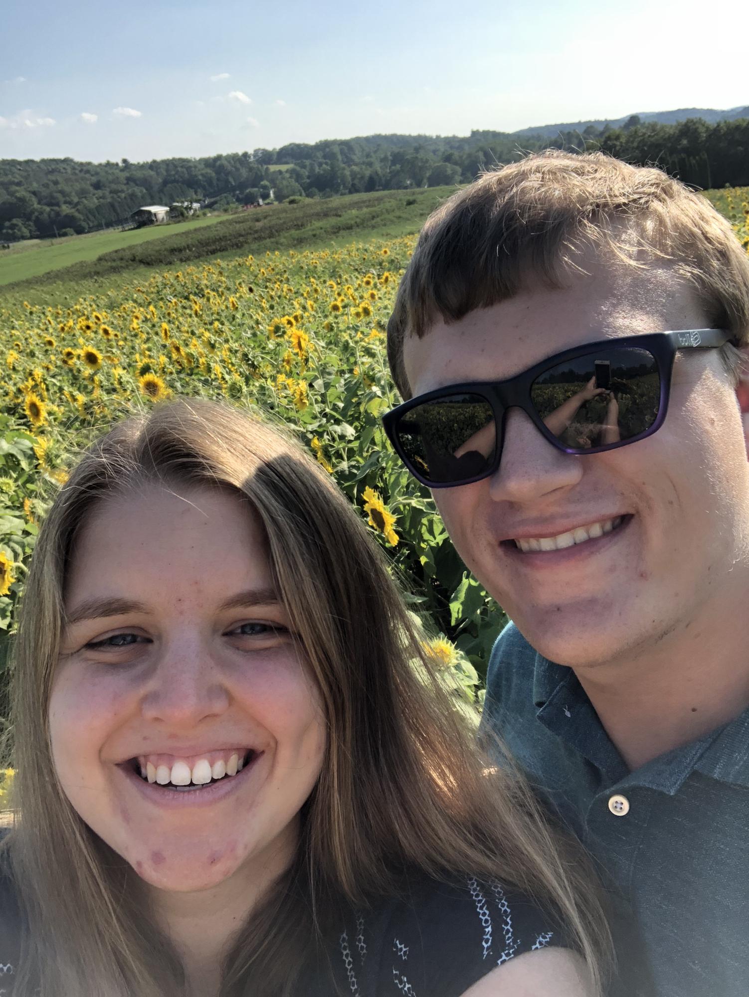 Zachary went with Kim to a sunflower field!