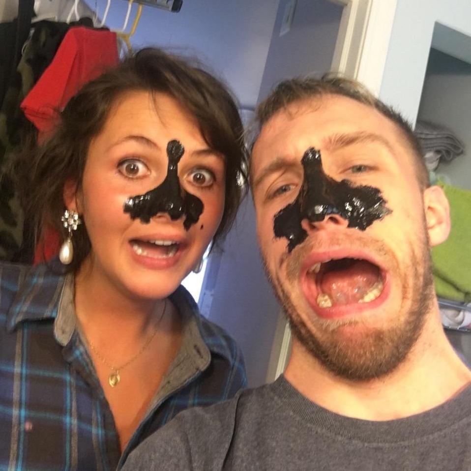 Trying on painful face mask