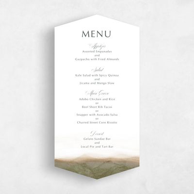 Brown Diamond Wedding Menu - Dew