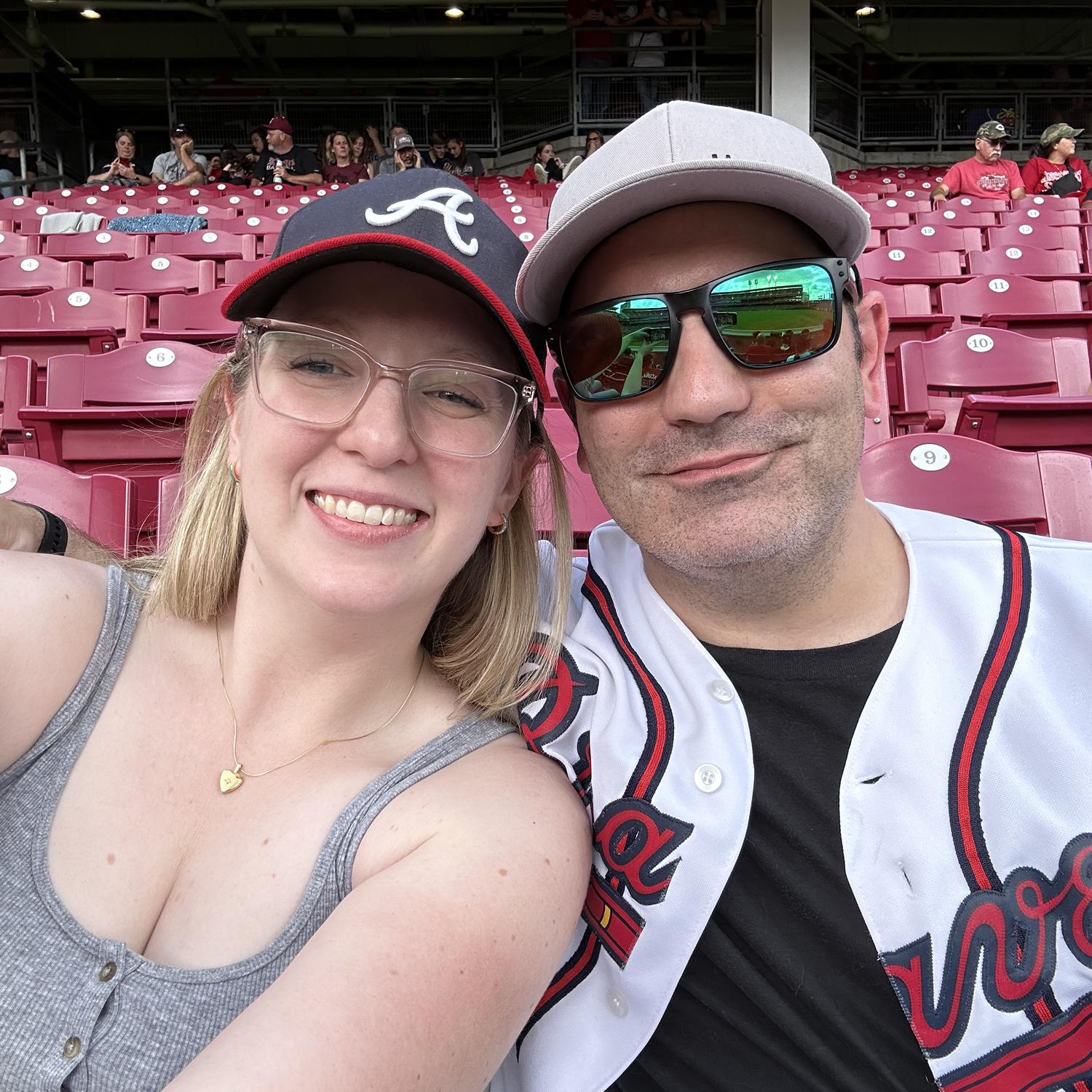 I'm a SF Giants fan and he's an Atlanta Braves fan, I compromised for the picture.