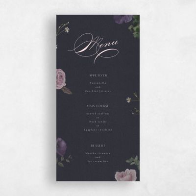 Ebony, Blue Wedding Menu - Bourgeon