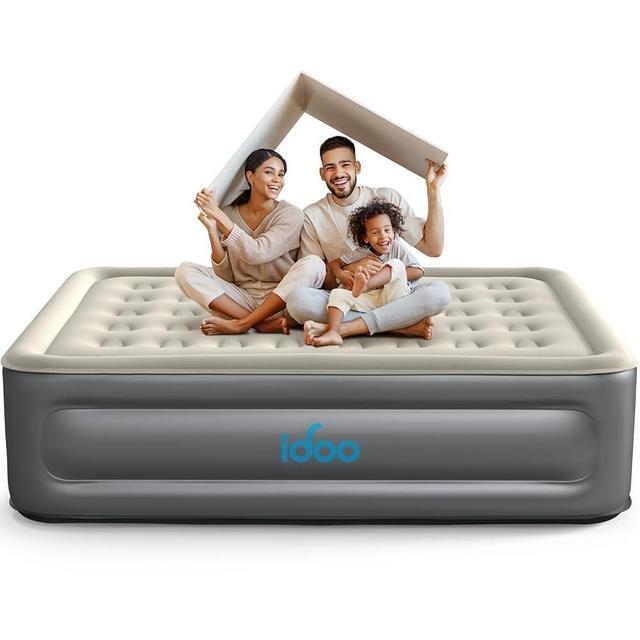 iDOO Queen Air Mattress with Built in Pump, Luxury Double High Inflatable Mattress for Camping, Home&Guests, 18" Raised Blow up Bed Airbed Colchon Inflable - Fast Inflation/Deflation - 650lb MAX
