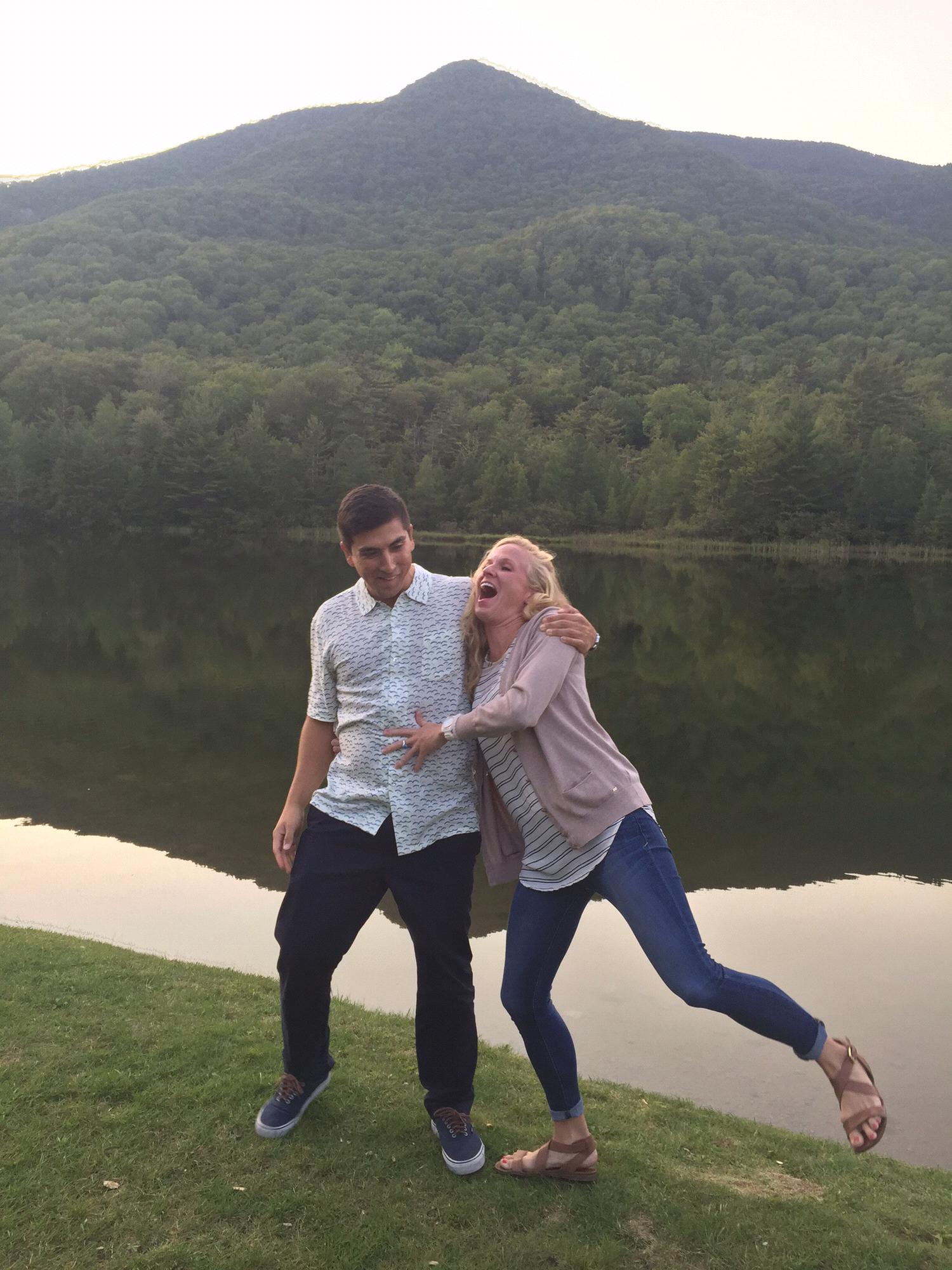 Chris attempting to throw me in the water in Vermont.