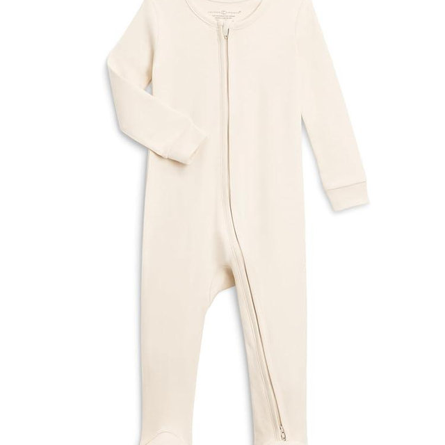 Colored Organics Baby Zip-Up Footed Sleeper with 2-Way Zipper - Newborn Organic Cotton Pajamas