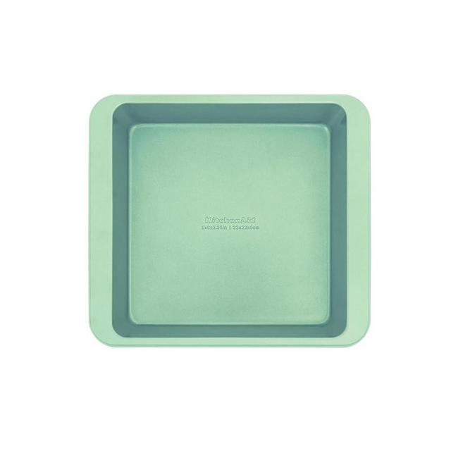 KitchenAid 9-In Nonstick Swiss Engineered Aluminized Steel Square Cake Pan, Dishwasher Safe, Pistachio