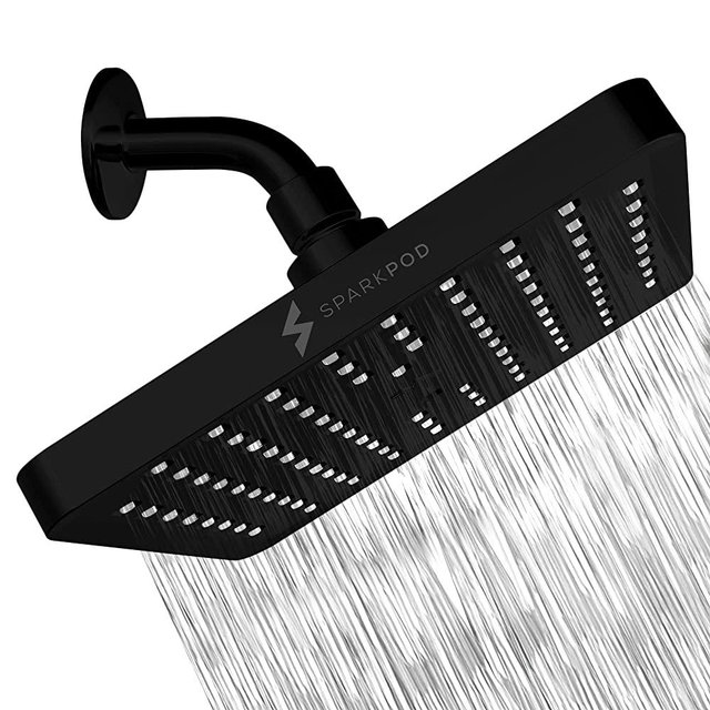 SparkPod Fixed Shower Head - High Pressure Rain - Luxury Modern Look - Easy Tool Free Installation - Adjustable Replacement for Your Bathroom Shower Heads (Chrome, 8 Inch Square)