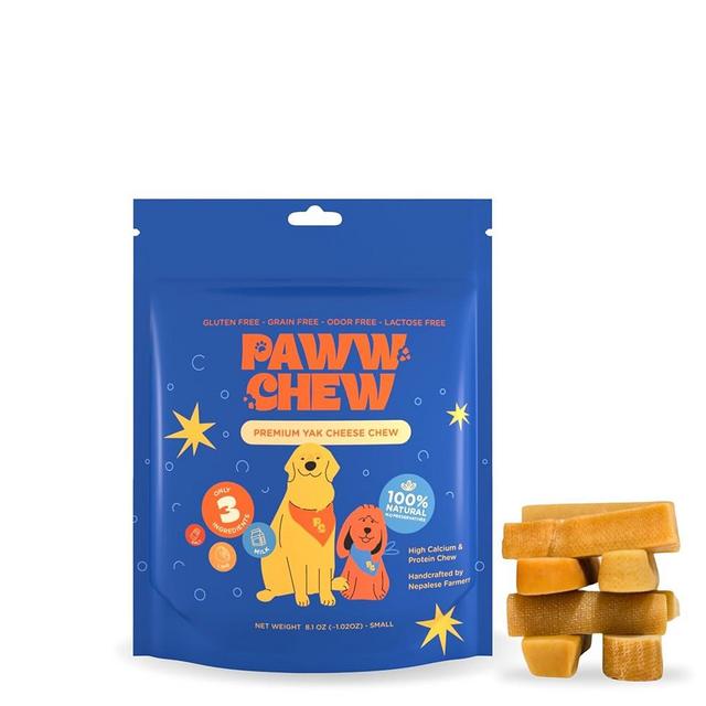 PAWW CHEW Yak Cheese Dog Chews - All Natural Long Lasting Dog Treats, Odorless, High Protein Yak Chew, Great for Oral Health, Limited Ingredient Yak Bone for Puppies & Power-Chewers (Small - 8 Pack)