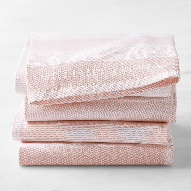 Williams Sonoma Logo Stripe Towels, Set of 4, Dusty Pink
