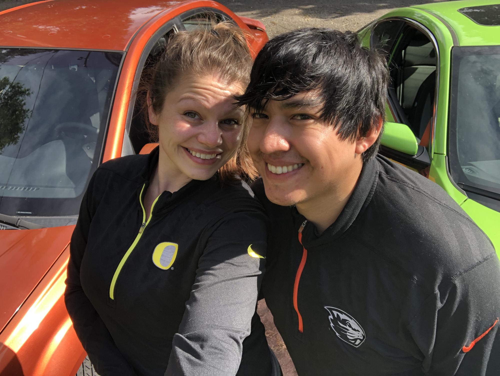 How we first knew we were meant to be together. He was a Beaver but he owned a Duck colored car. She was a Duck but owned a Beaver colored car. #truelove