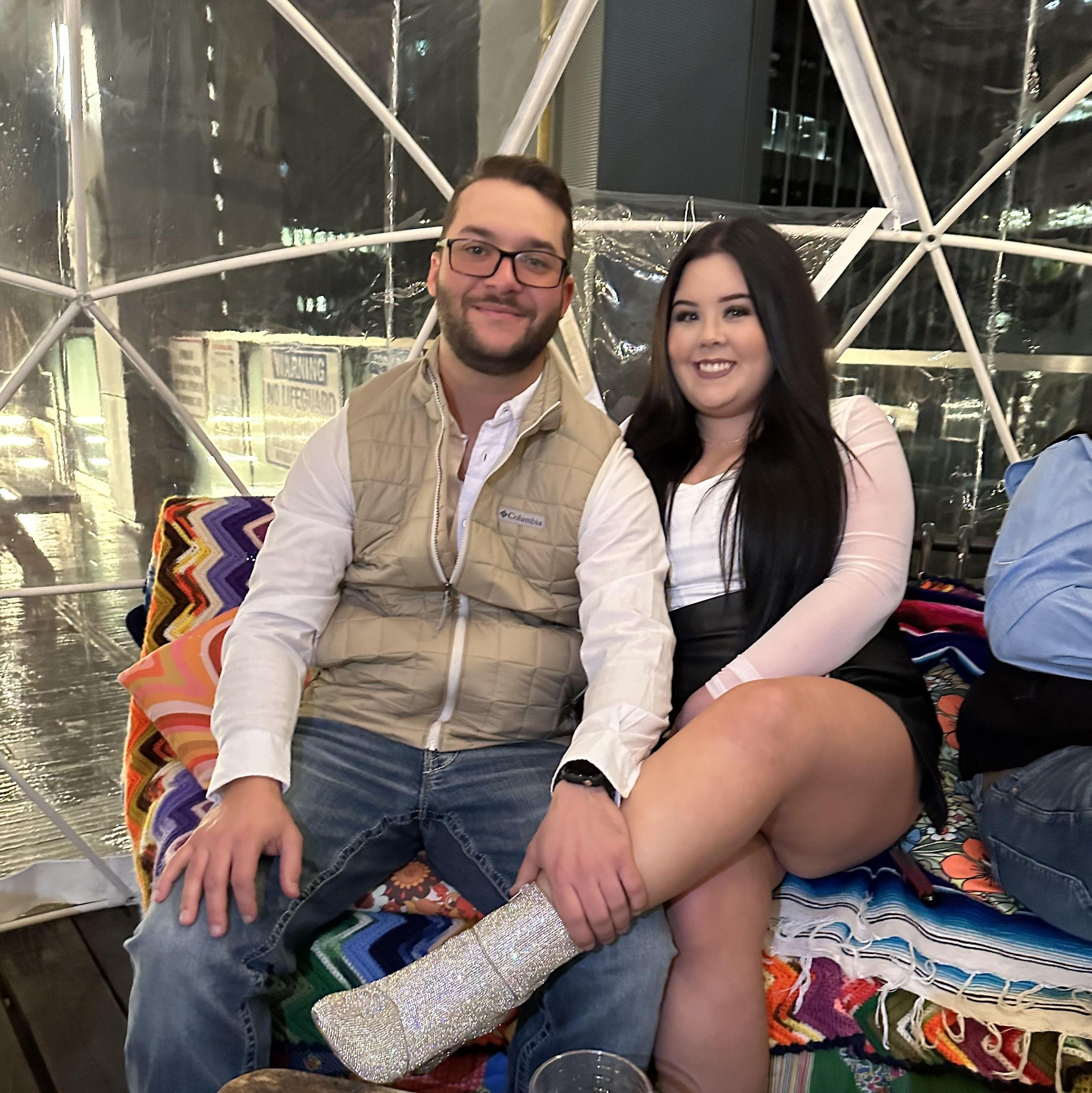 Engagement weekend started with dinner and drinks at the Bobby Hotel in an "Igloo" to celebrate Ashtin's 30th. Matt had TWO jewelry boxes in his pocket the whole time.