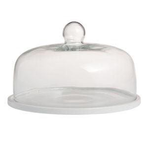 Coupe White Porcelain Cake Plate With Cloche