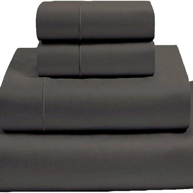 Giza Sheets King Size - 100% Giza Egyptian Cotton Sheet Set - Giza Cotton Sheets King Size - Dark Grey King Size Sheets Fit Upto 18 Inches Deep Mattress - 4 PC Giza Sheets - Giza Sheets King Size