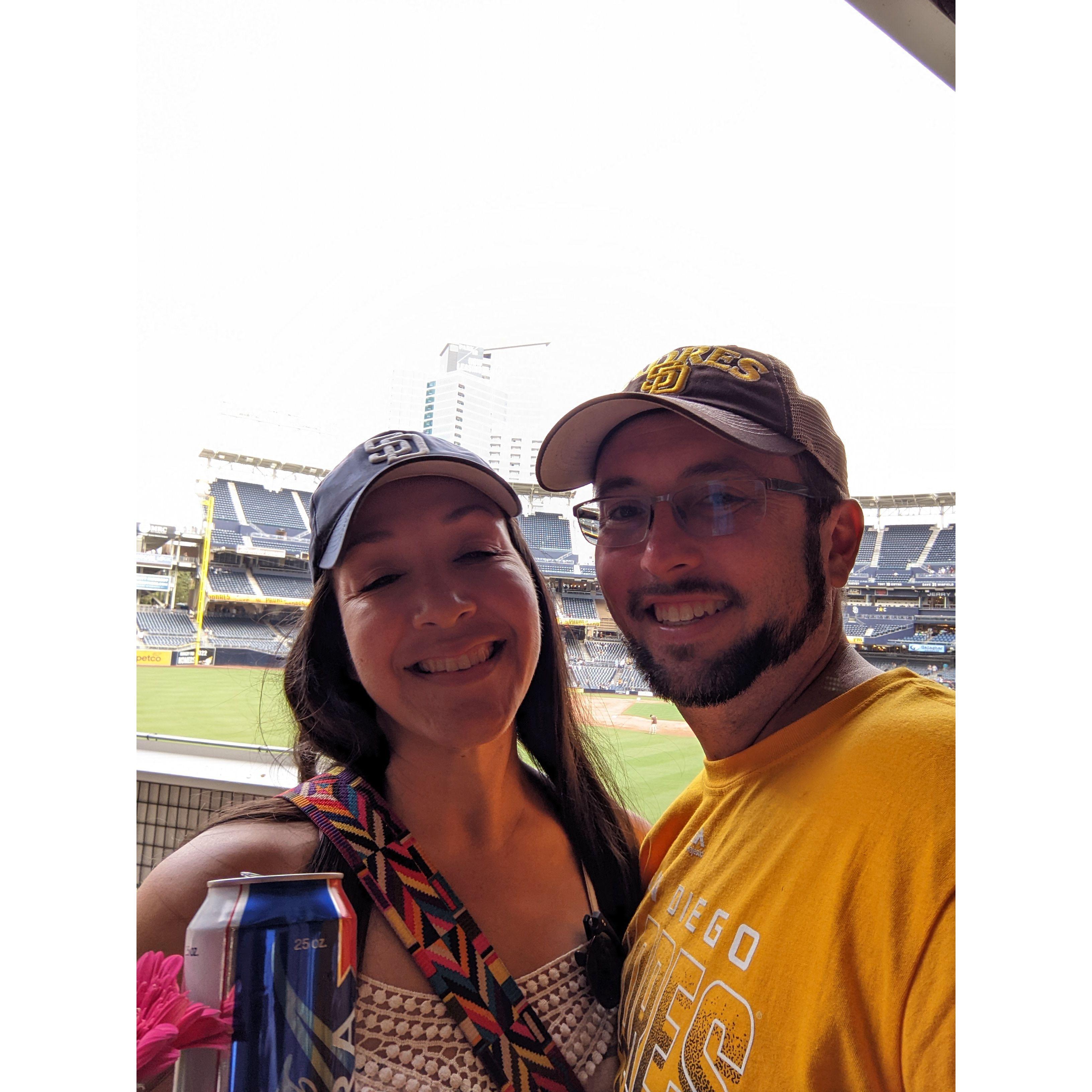 Our first date was our first game together. It was love at first pitch.