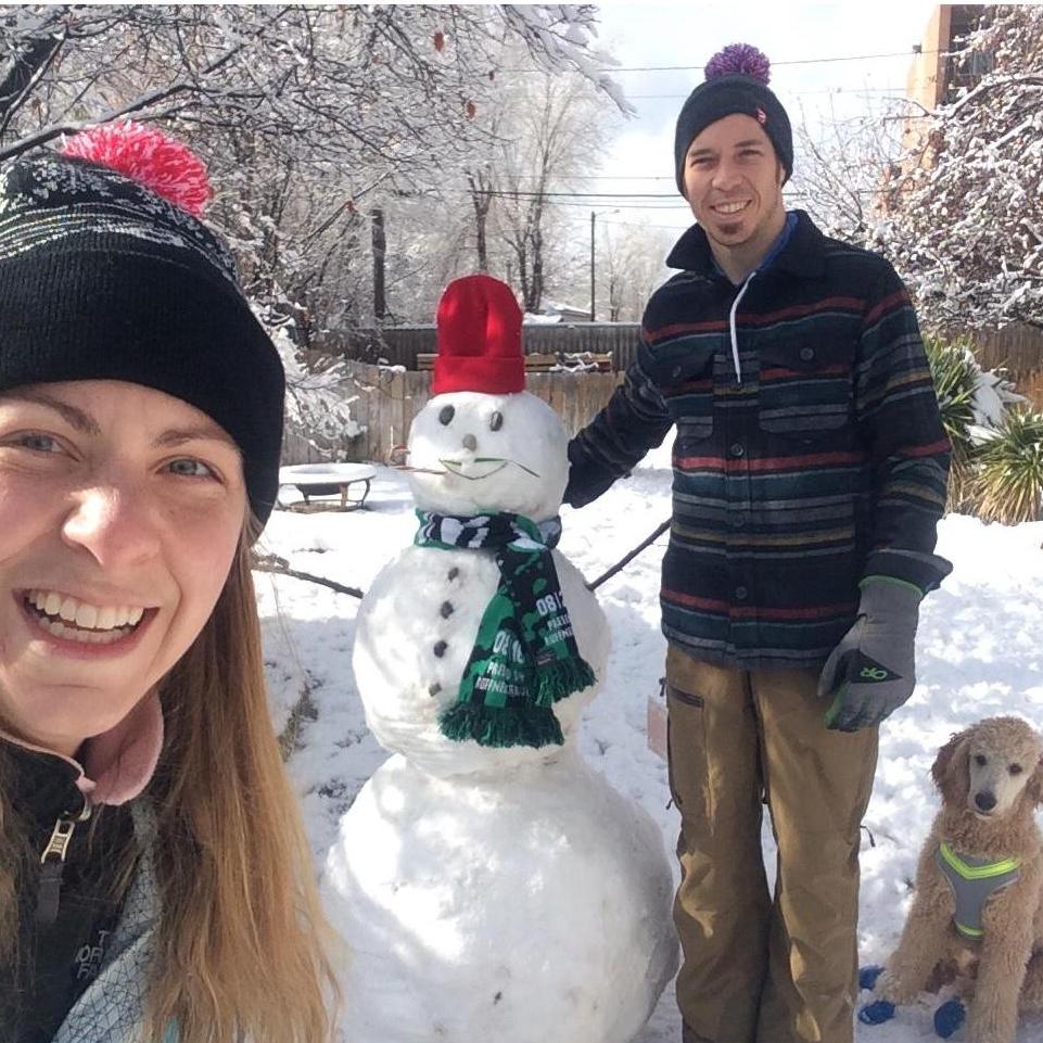 Playing in the Salt Lake City snow, we named him Gustav (the snowman) ...the dog's name is River.